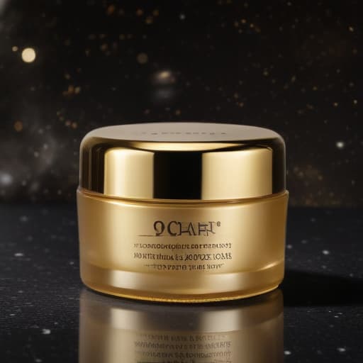 Gold face cream jar with Space background