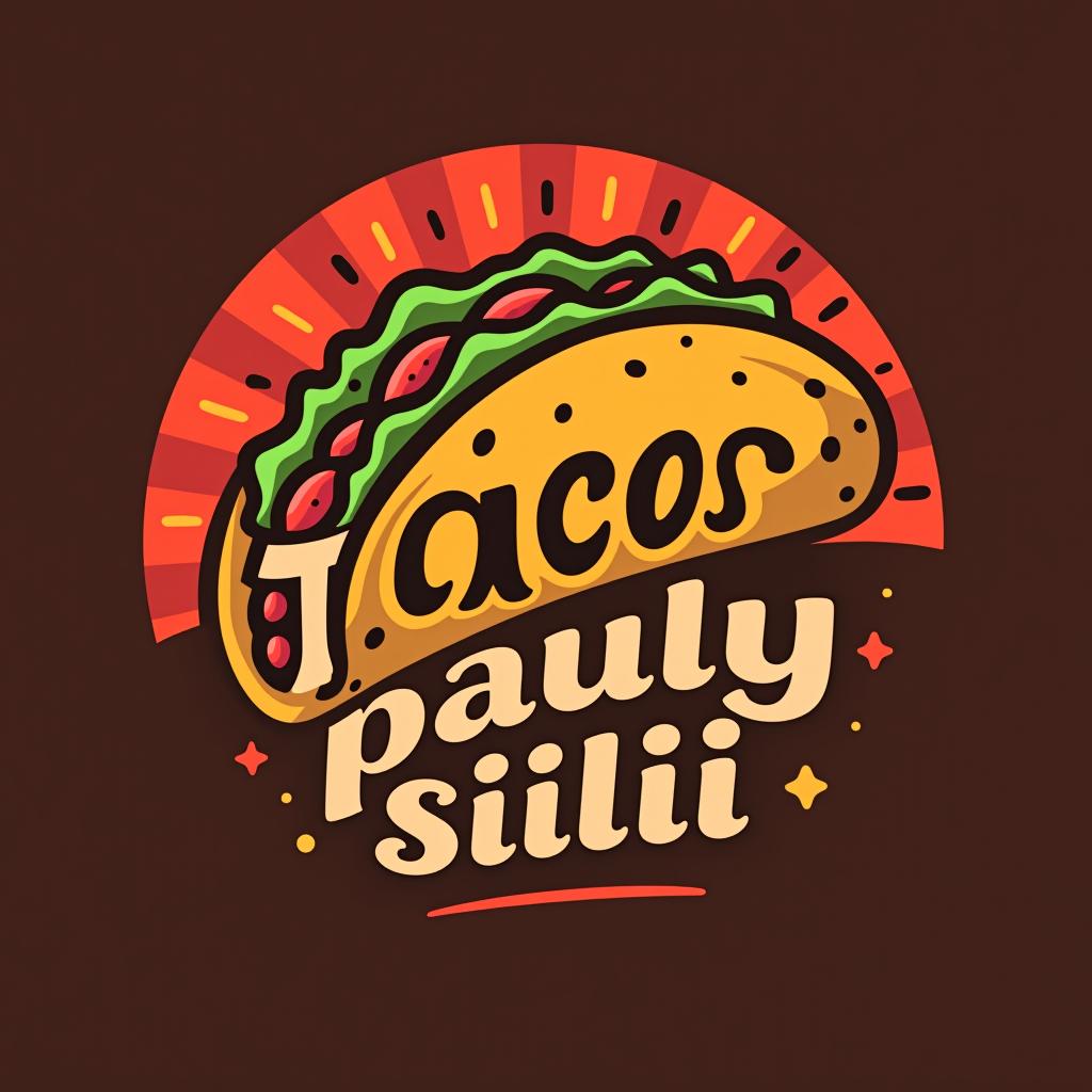  design a logo, excitement mexican , with the text 'tacos pauly siiiii'.