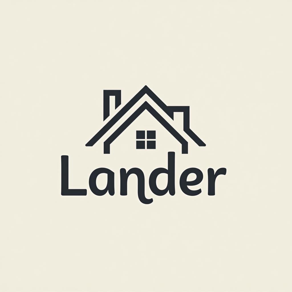  design a logo, minimal line logo in the theme of real estate, with the text ‘lander’