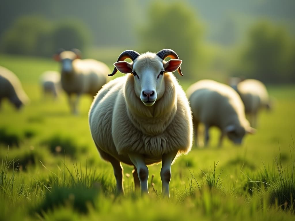  professional 4k photo in high resolution, sheep grazing in the distance in the background, green meadows hyperrealistic, full body, detailed clothing, highly detailed, cinematic lighting, stunningly beautiful, intricate, sharp focus, f/1. 8, 85mm, (centered image composition), (professionally color graded), ((bright soft diffused light)), volumetric fog, trending on instagram, trending on tumblr, HDR 4K, 8K