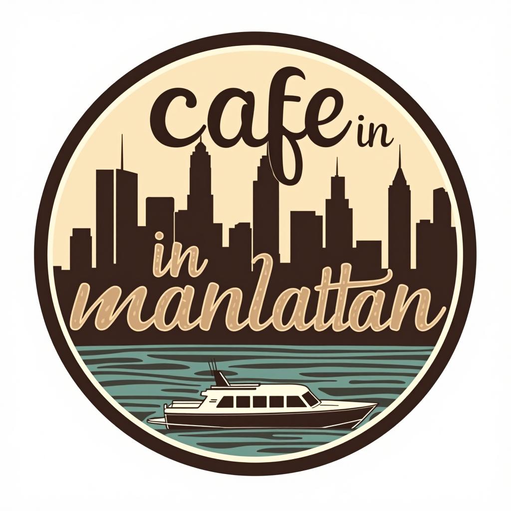  design a logo, , with the text 'cafe in manhattan'.