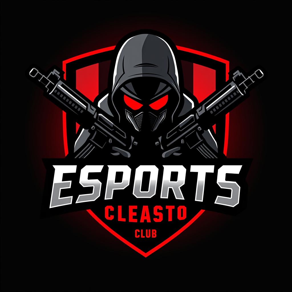  logo, esports logo, guns theme, black and red color