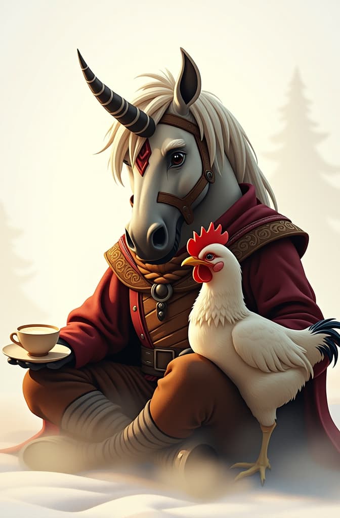  eres un artista de caricaturas. crea una imagen con fondo blanco donde se encuentre una toro y una gallina hablando. sentadas tomando café. hyperrealistic, full body, detailed clothing, highly detailed, cinematic lighting, stunningly beautiful, intricate, sharp focus, f/1. 8, 85mm, (centered image composition), (professionally color graded), ((bright soft diffused light)), volumetric fog, trending on instagram, trending on tumblr, HDR 4K, 8K