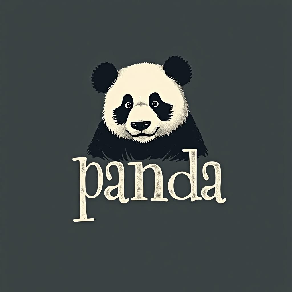  a panda minimal typgraphy text "panda" which made panda