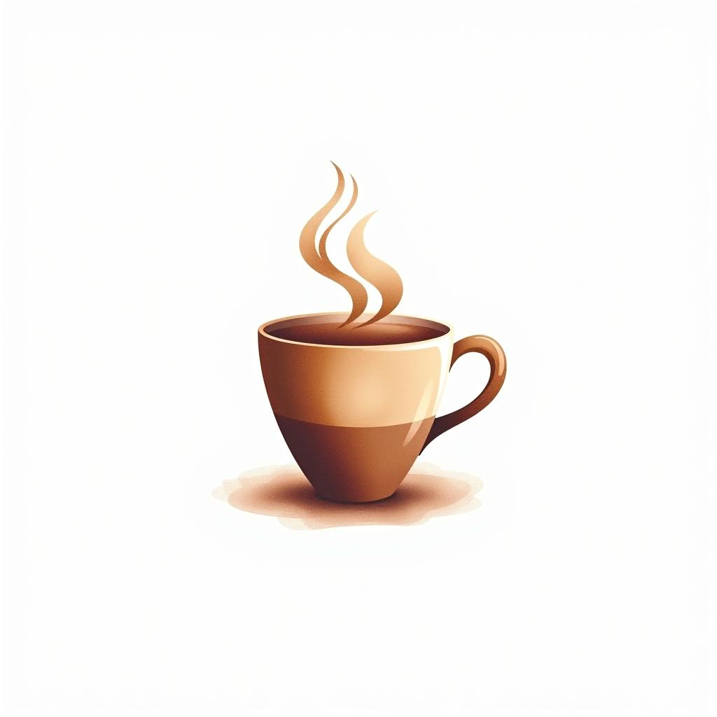  design a logo, watercolor style, logo of a coffee cup, brown gradient colors, white background