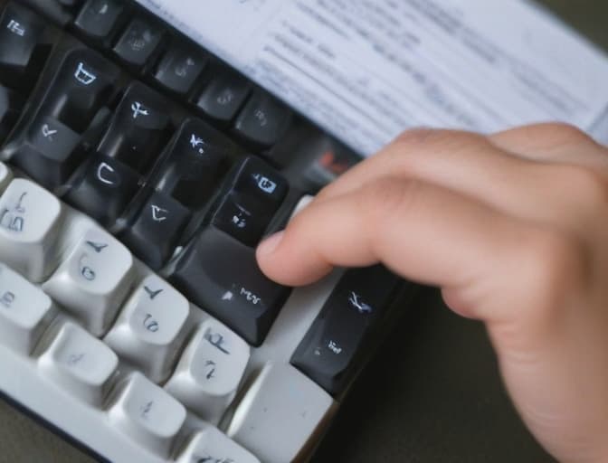 Image of a hand typing text on a keyboard.