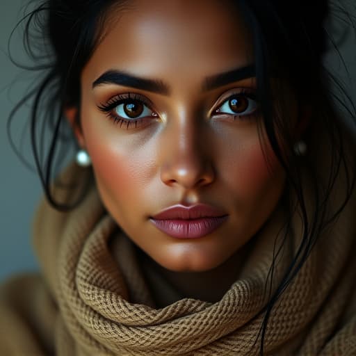  close up photo of hispanic woman hyperrealistic, full body, detailed clothing, highly detailed, cinematic lighting, stunningly beautiful, intricate, sharp focus, f/1. 8, 85mm, (centered image composition), (professionally color graded), ((bright soft diffused light)), volumetric fog, trending on instagram, trending on tumblr, HDR 4K, 8K