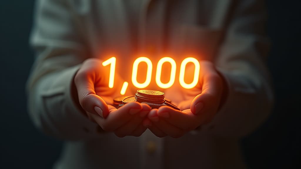  , a graphic showing the process of saving r$ 1,000 and the sense of achievement that comes with it. hyperrealistic, full body, detailed clothing, highly detailed, cinematic lighting, stunningly beautiful, intricate, sharp focus, f/1. 8, 85mm, (centered image composition), (professionally color graded), ((bright soft diffused light)), volumetric fog, trending on instagram, trending on tumblr, HDR 4K, 8K