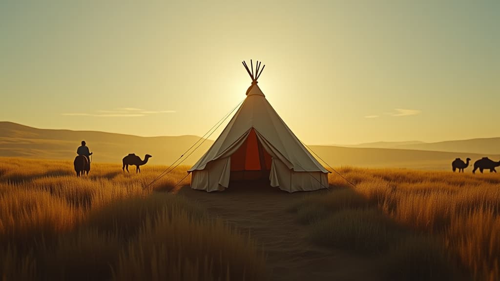  history of biblical times, a peaceful landscape surrounding abraham’s tent, symbolizing hope, faith, and the blessings yet to come. hyperrealistic, full body, detailed clothing, highly detailed, cinematic lighting, stunningly beautiful, intricate, sharp focus, f/1. 8, 85mm, (centered image composition), (professionally color graded), ((bright soft diffused light)), volumetric fog, trending on instagram, trending on tumblr, HDR 4K, 8K