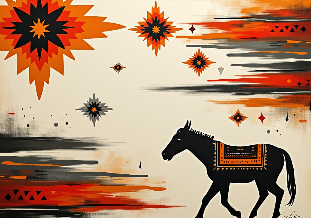  an abstract background features native american southwest motifs, blending traditional patterns with a modern touch