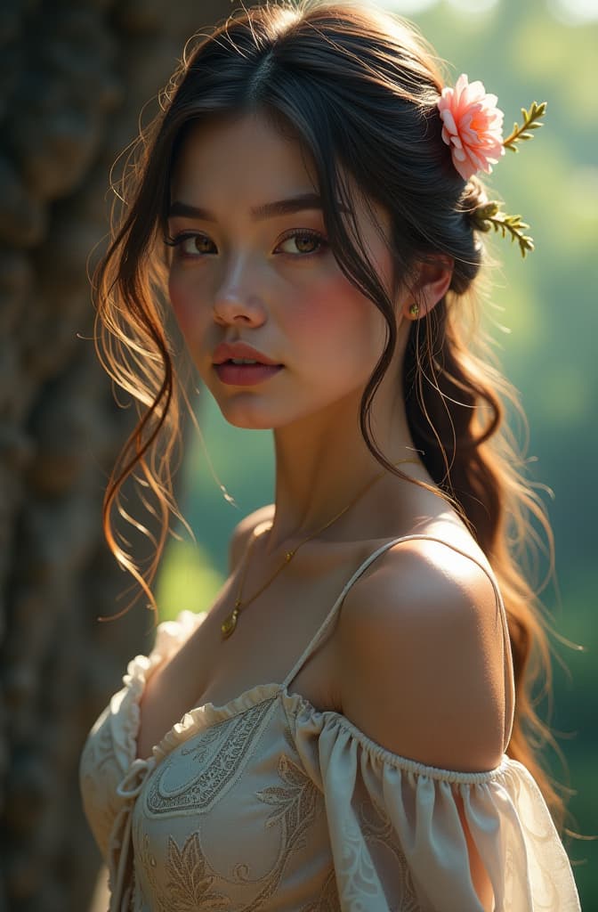  once upon a time, there was a girl called gloria. , artgerm, jeremy, lipkin, michael, garmash detailed digital art, radiant, light, detailed, intricate, environment hyperrealistic, full body, detailed clothing, highly detailed, cinematic lighting, stunningly beautiful, intricate, sharp focus, f/1. 8, 85mm, (centered image composition), (professionally color graded), ((bright soft diffused light)), volumetric fog, trending on instagram, trending on tumblr, HDR 4K, 8K