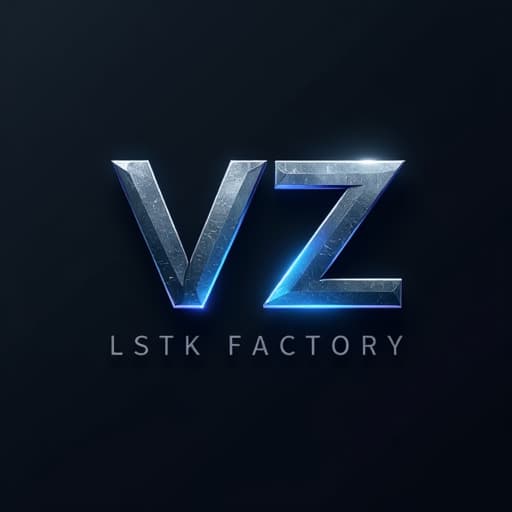  prompt: create a modern logo for the brand "vz lstk factory" that incorporates minimalist symbols. the symbols "vz" should be designed in the form of metal structures and presented in a gray and blue color palette to represent steel colored metal. the words "lstk factory" should be placed beneath the "vz" symbols in a clean and straightforward font. the overall design should be simple, clean, and reflect a modern style. no human figures or inappropriate content should be included in the logo. hyperrealistic, full body, detailed clothing, highly detailed, cinematic lighting, stunningly beautiful, intricate, sharp focus, f/1. 8, 85mm, (centered image composition), (professionally color graded), ((bright soft diffused light)), volumetric fog, trending on instagram, trending on tumblr, HDR 4K, 8K