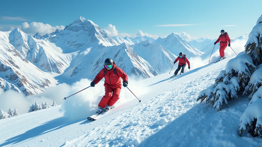  create an image of a dramatic ski slope scene in the italian alps, with snow capped peaks in the background. a skier in mid descent should be depicted, looking suspicious, surrounded by italian authorities conducting a search. incorporate a detailed depiction of the illegal substances being discovered. include visual elements like ski gear, italian flags, and logos of relevant brands. use vibrant colors, intricate details, and dynamic lighting to capture the tension and scandal of the moment. en