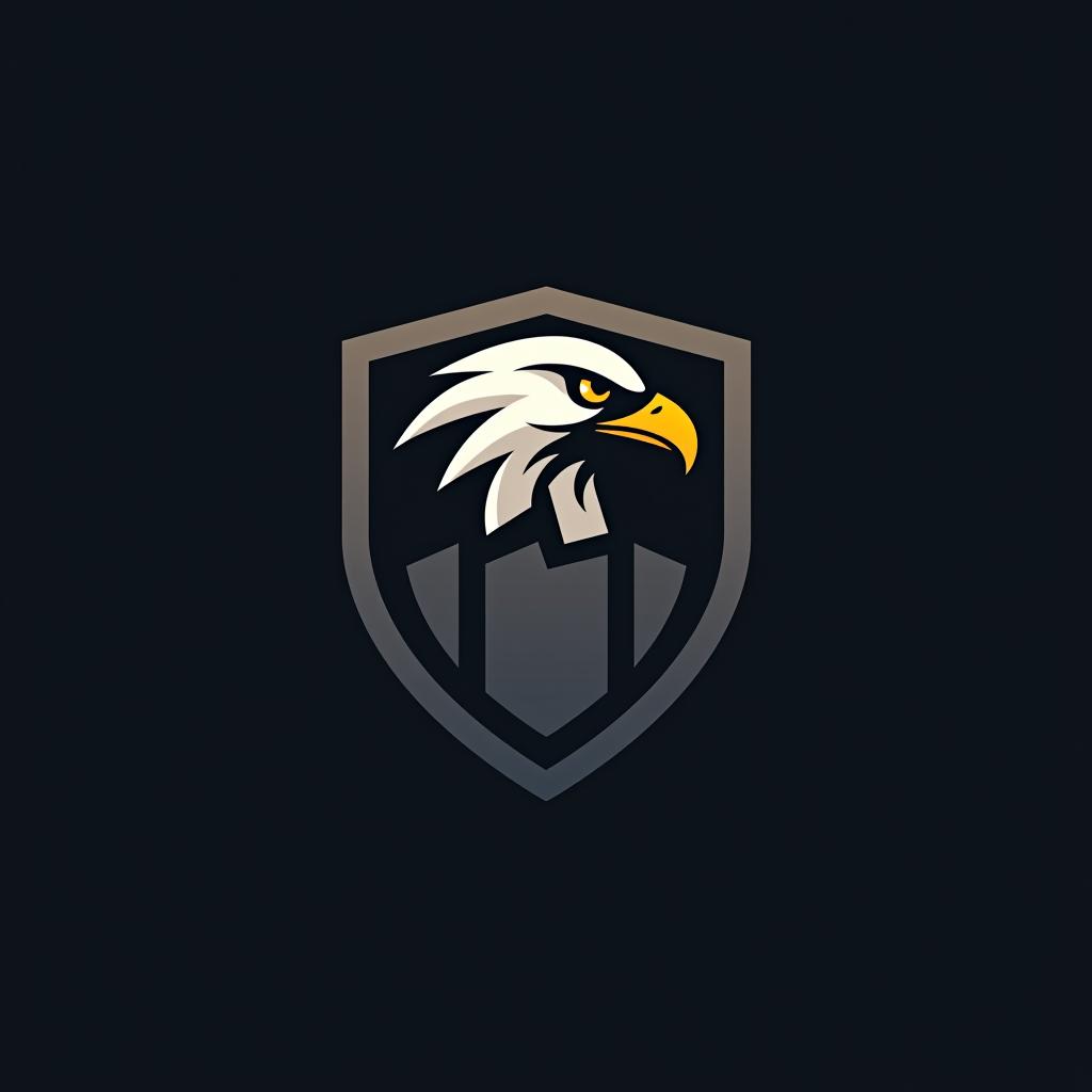  design a logo, create an emblem logo using an eagle’s eye and a shield, emphasizing the company’s focus on vigilance and protection.