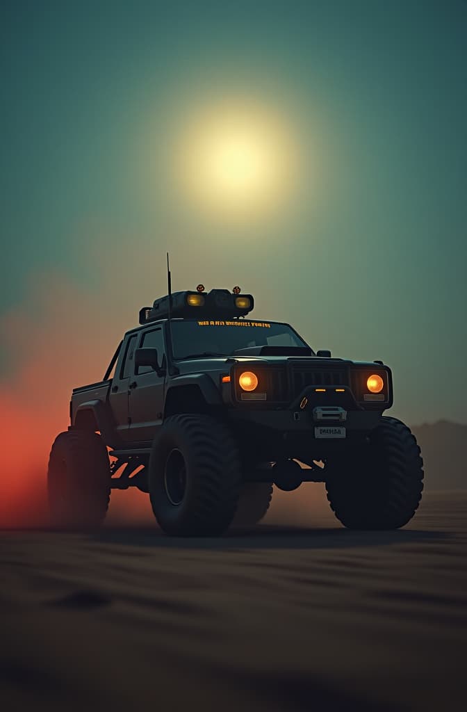  mad max vehicle built guns, trending on artstation, cinematic realism, ethereal moonlight, calm, drone wide shot going home hot rod. hyperrealistic, full body, detailed clothing, highly detailed, cinematic lighting, stunningly beautiful, intricate, sharp focus, f/1. 8, 85mm, (centered image composition), (professionally color graded), ((bright soft diffused light)), volumetric fog, trending on instagram, trending on tumblr, HDR 4K, 8K