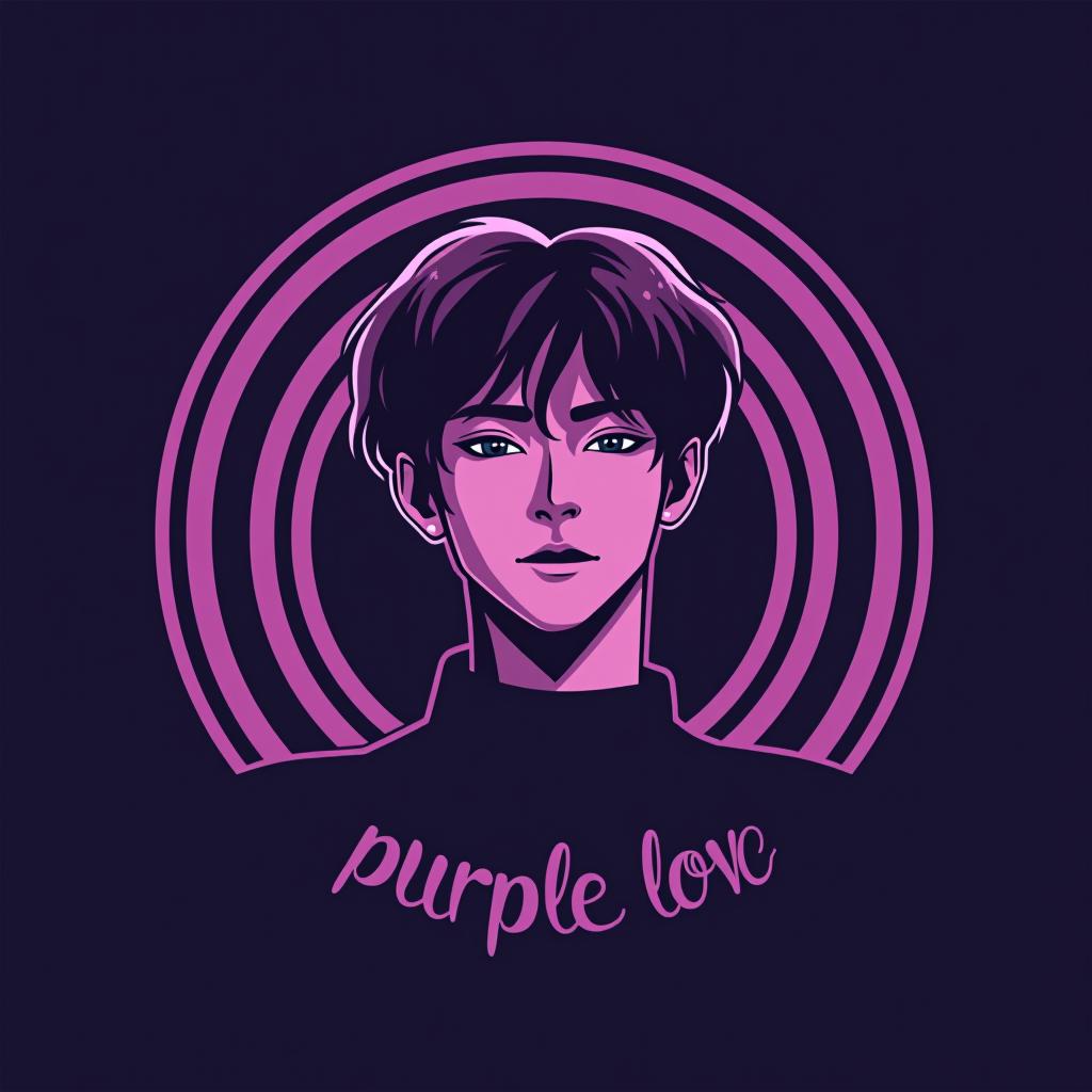  design a logo, bts band boy, with the text 'purple love'.