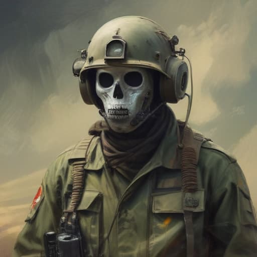 Army Radio ghost in Oil painting style