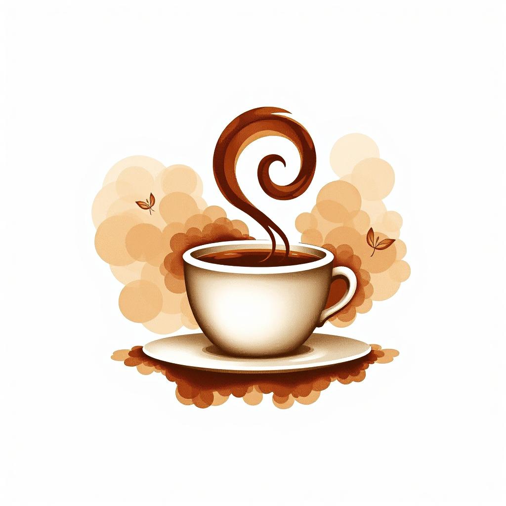  design a logo, watercolor style, logo of a coffee cup, brown gradient colors, white background