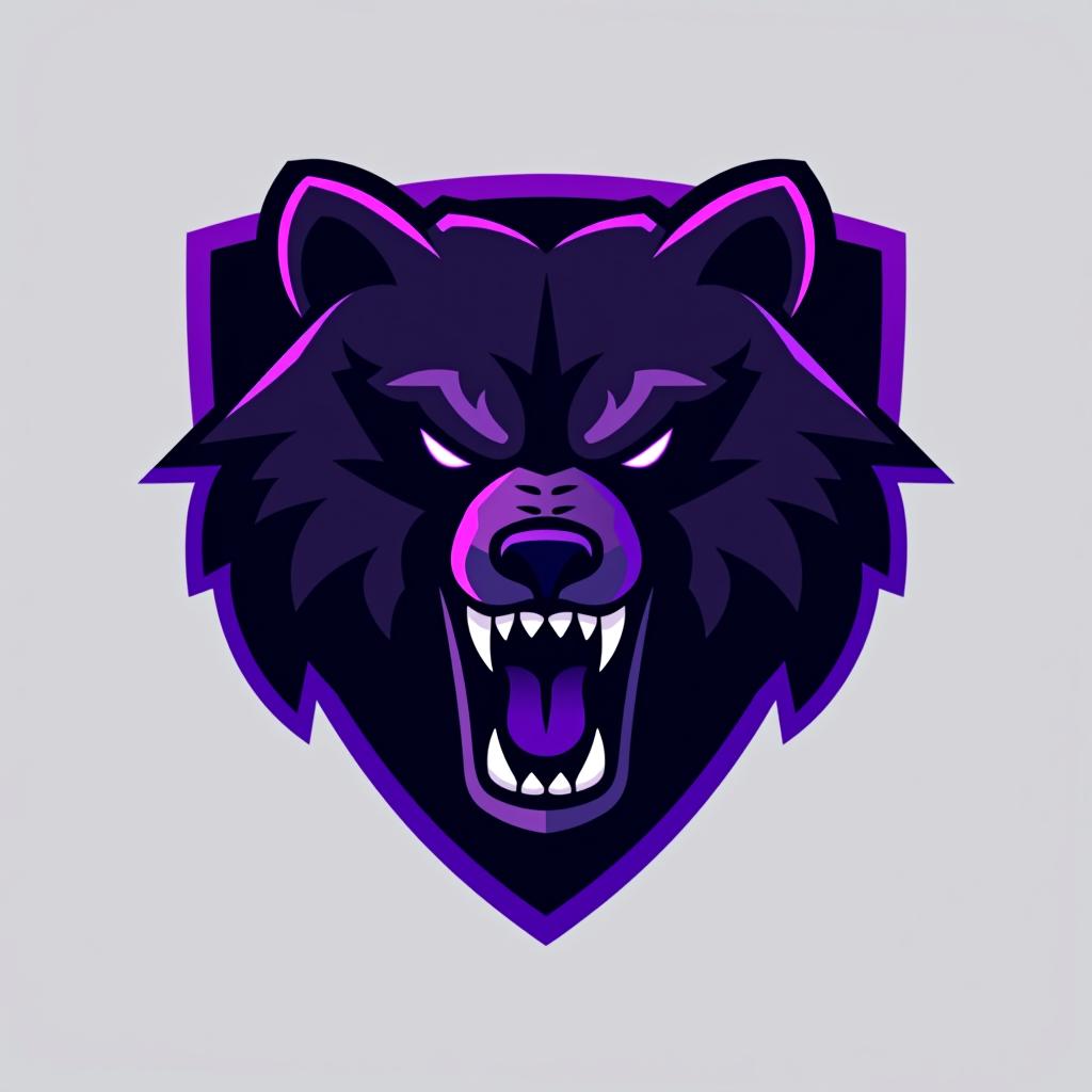  design a logo, esports logo, angry bear, black and purple color