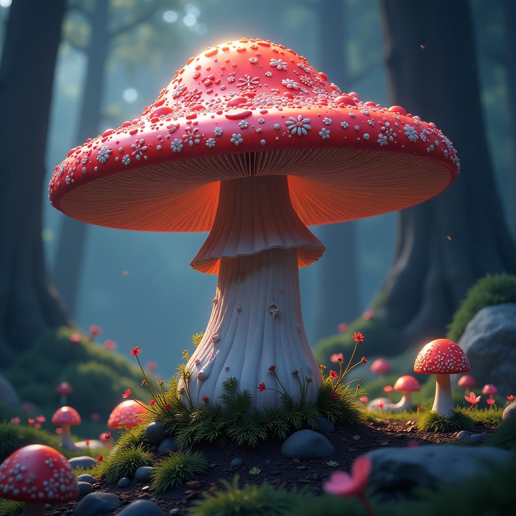  talking mushroom detailed matte painting, deep color, fantastical, intricate detail, splash screen, complementary colors, fantasy concept art, 8k resolution trending on artstation unreal engine 5