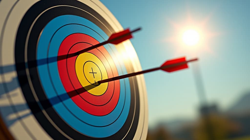  precision in the sun: an ultra realistic depiction of arrows striking the bullseye of a target