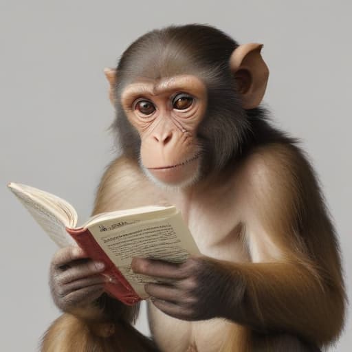 A MONKEY READING A BOOK in AI-generated