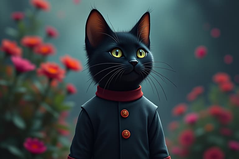  fantasy art stylized by studio ghibli and vincent van gogh, scene art, portrait of a black bobtail cat, flora and dark matter in background, in focus, illustration, satisfying, direct light, extremely fantastic aesthetic, dynamic dramatic composition, deep aesthetic, dynamic dramatic beautiful full taking, 8k hyperrealistic, full body, detailed clothing, highly detailed, cinematic lighting, stunningly beautiful, intricate, sharp focus, f/1. 8, 85mm, (centered image composition), (professionally color graded), ((bright soft diffused light)), volumetric fog, trending on instagram, trending on tumblr, HDR 4K, 8K