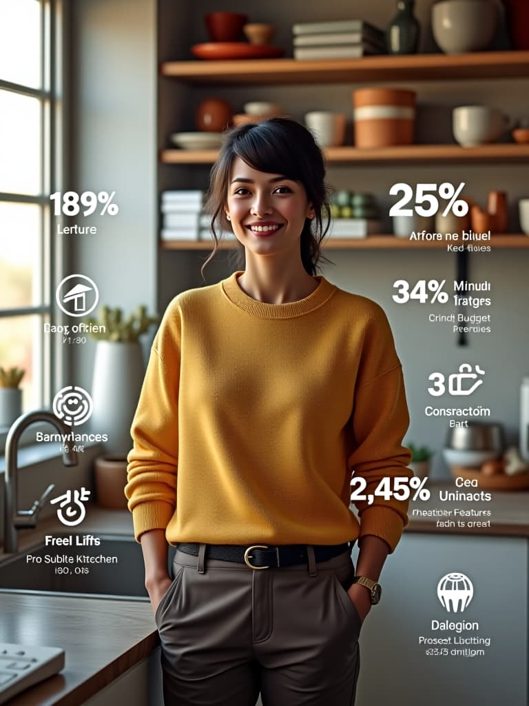  high quality portrait photo of an infographic highlighting key features and price points of 6 budget friendly kitchen brands, with icons representing different product categories hyperrealistic, full body, detailed clothing, highly detailed, cinematic lighting, stunningly beautiful, intricate, sharp focus, f/1. 8, 85mm, (centered image composition), (professionally color graded), ((bright soft diffused light)), volumetric fog, trending on instagram, trending on tumblr, HDR 4K, 8K