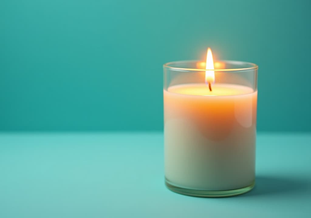  scented candle on turquoise background