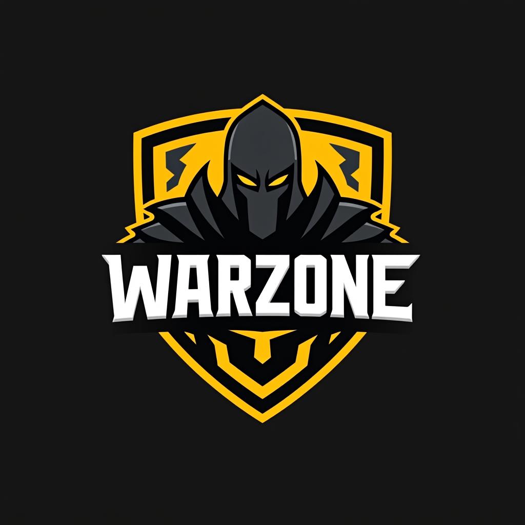  design a logo, esports logo, warrior theme, with text ‘warzone’, black and yellow color