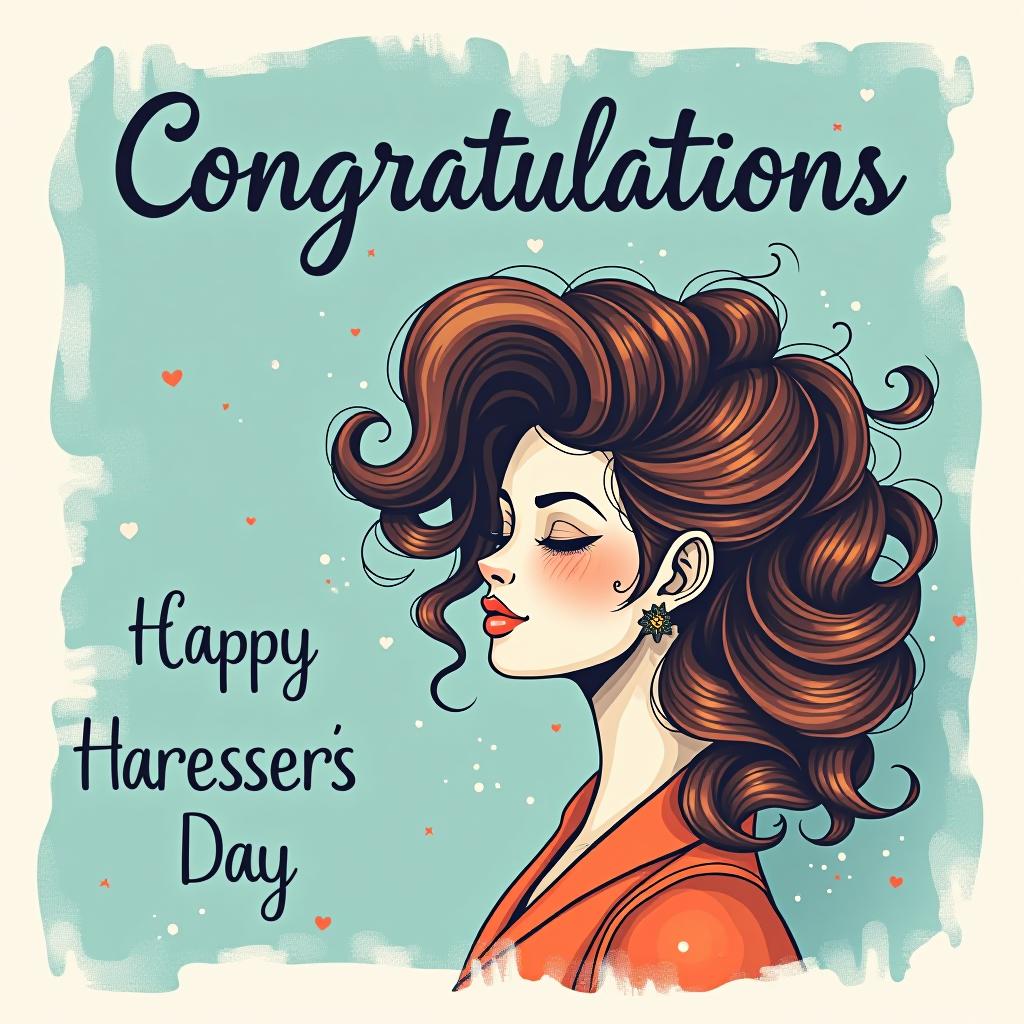  greeting card. congratulations on hairdresser's day from the trichology line inclip.