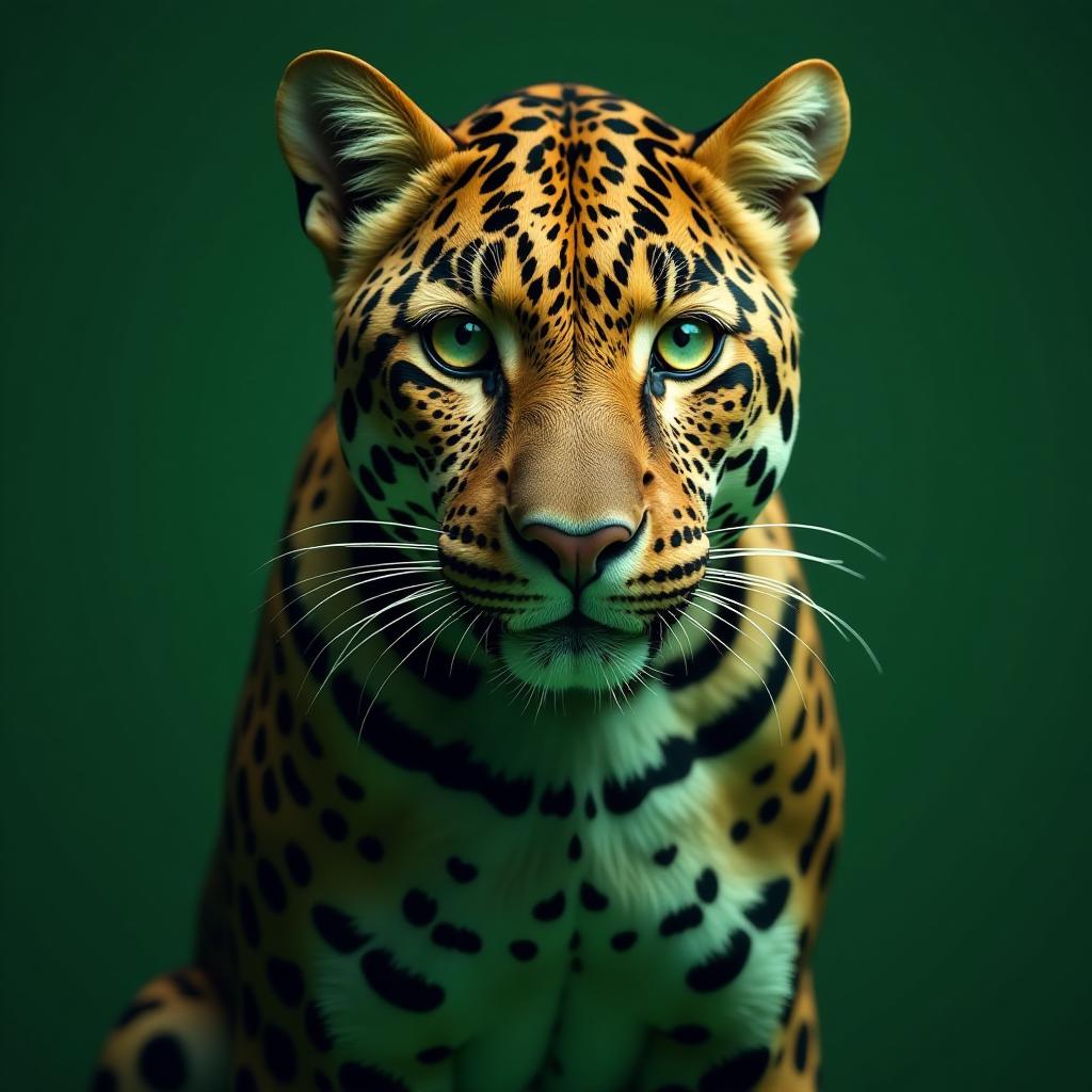  visual grid for an smm agency featuring a leopard with an emphasis on green color. hyperrealistic, full body, detailed clothing, highly detailed, cinematic lighting, stunningly beautiful, intricate, sharp focus, f/1. 8, 85mm, (centered image composition), (professionally color graded), ((bright soft diffused light)), volumetric fog, trending on instagram, trending on tumblr, HDR 4K, 8K