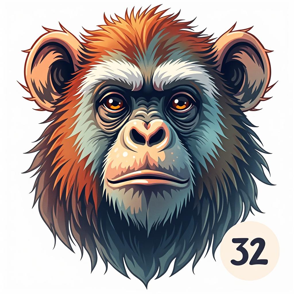  design a logo, in a watercolor style. electronic ape, with the text 'warwyck 32'.