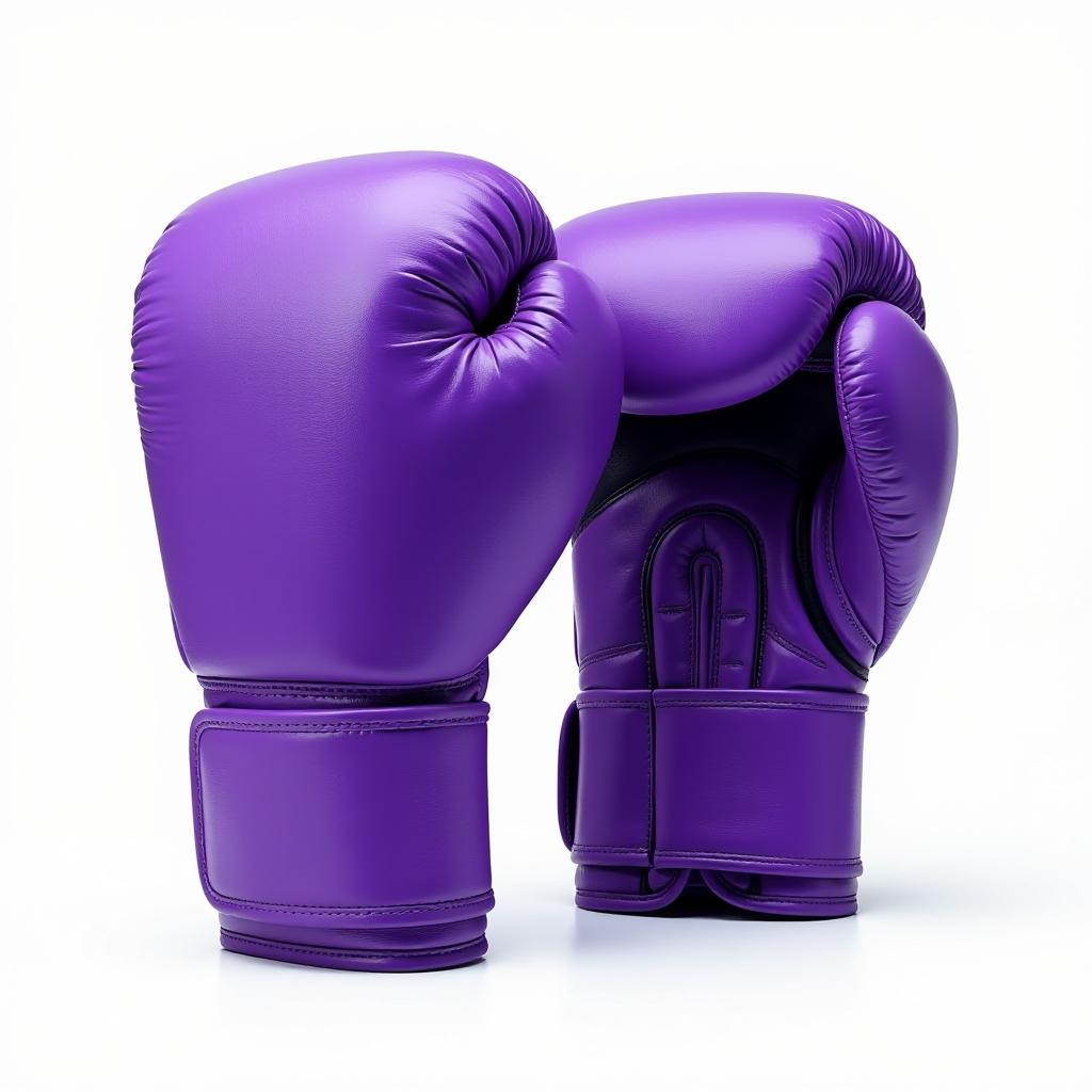  pair of purple boxing gloves, isolated on white background, modern and powerful, vibrant, high quality, high details, hd, perfect composition, 4k epic detailed, highly detailed, sharp focus, high resolution