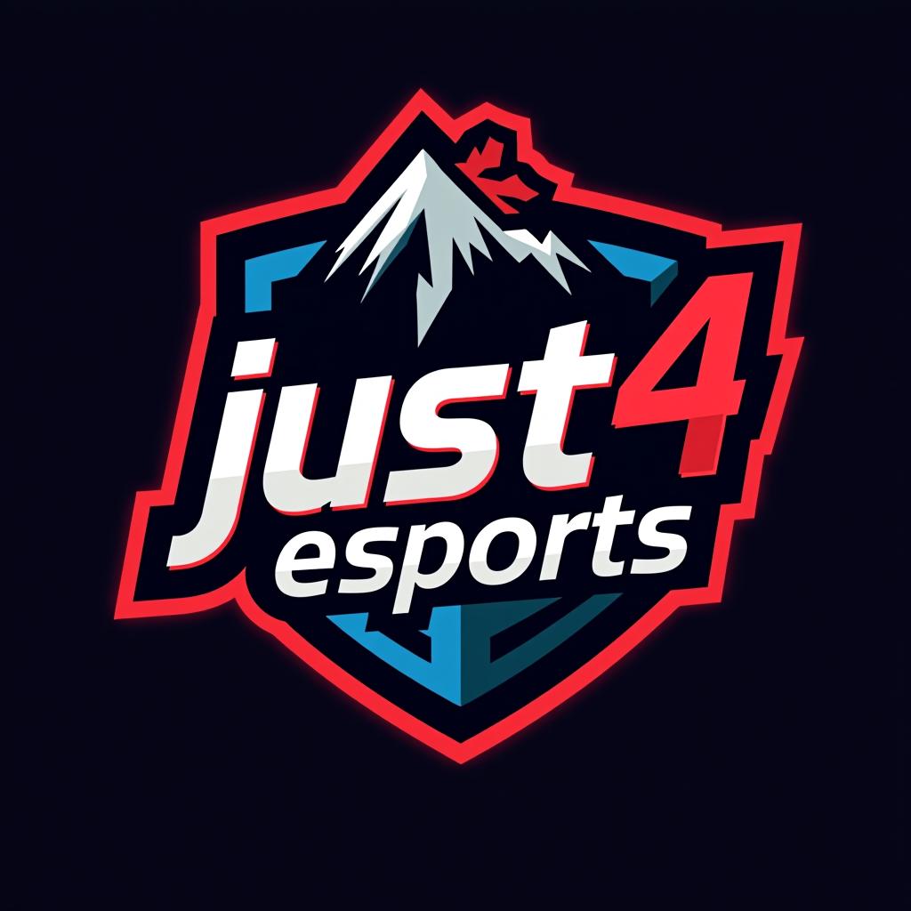  design a logo, un logo que se base en el título muy llamativo , with the text 'just4 esports'.