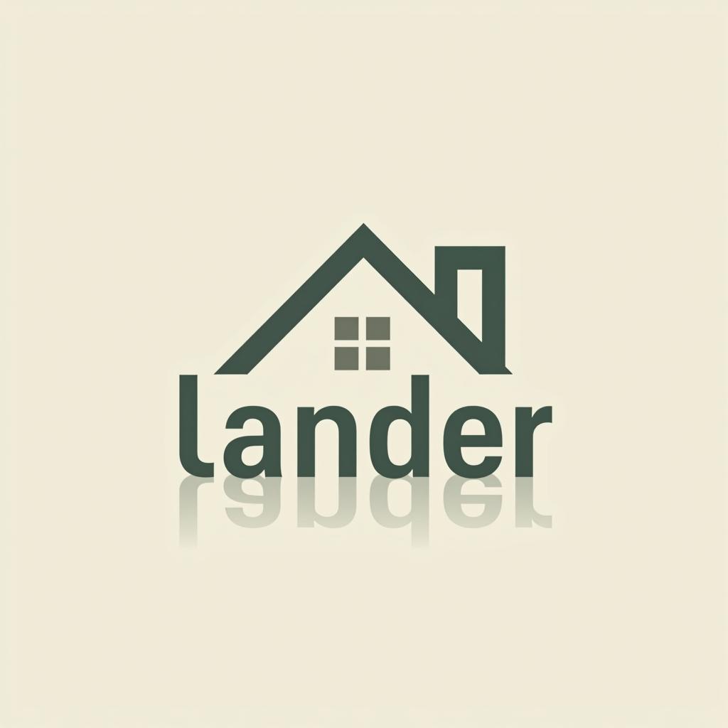  logo, minimal line logo in the theme of real estate, with the text ‘lander’