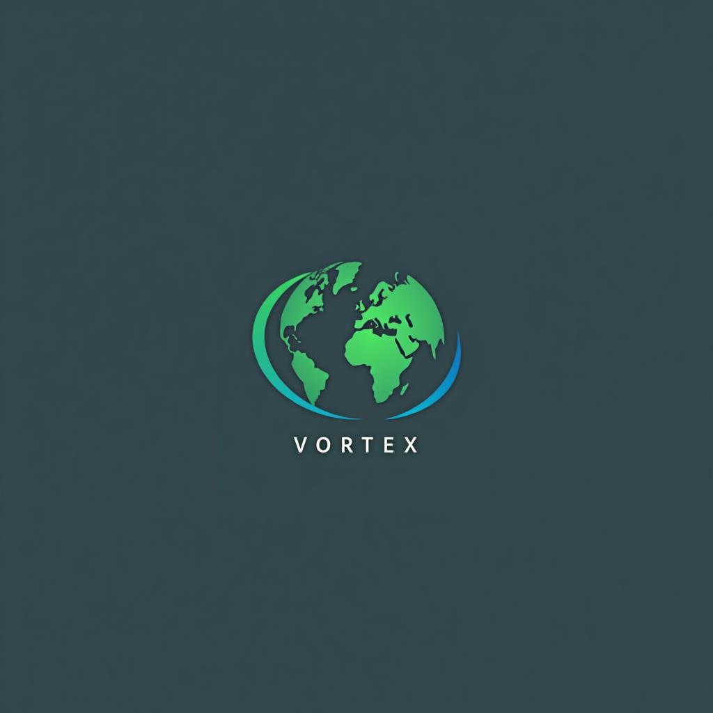  design a logo, earth logo, minimal modern style, with the text 'vortex media'.