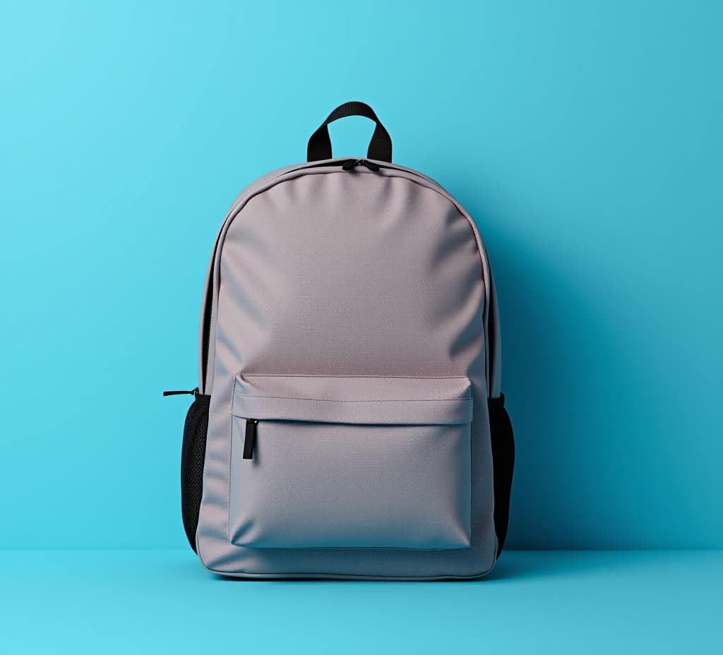  school backpack isolated on blue background with copy space. knowledge day. back to school. education and learning