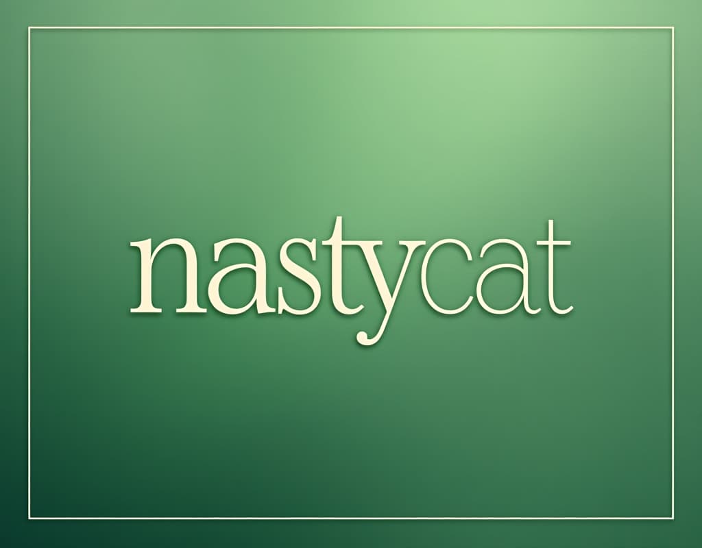  twitter banner design with the text "nastycat" in stylish, elegant font, greenish tones, feminine and modern aesthetic, soft gradients, subtle cat themed elements, elegant and sophisticated design, smooth and clean lines, ideal for a women's twitter profilehyper detail, intricate details, sharp focus, high resolution, 8k, ultra detailed, vib