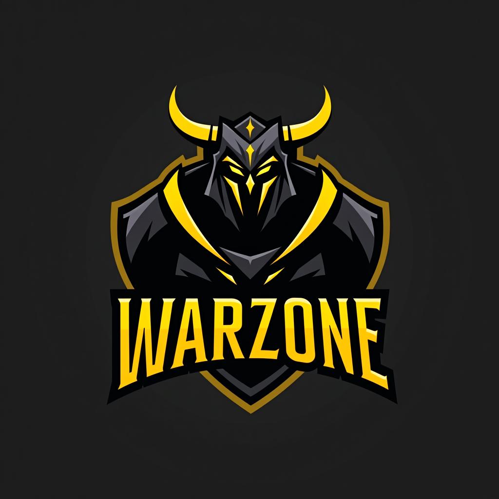  design a logo, esports logo, warrior theme, with text ‘warzone’, black and yellow color