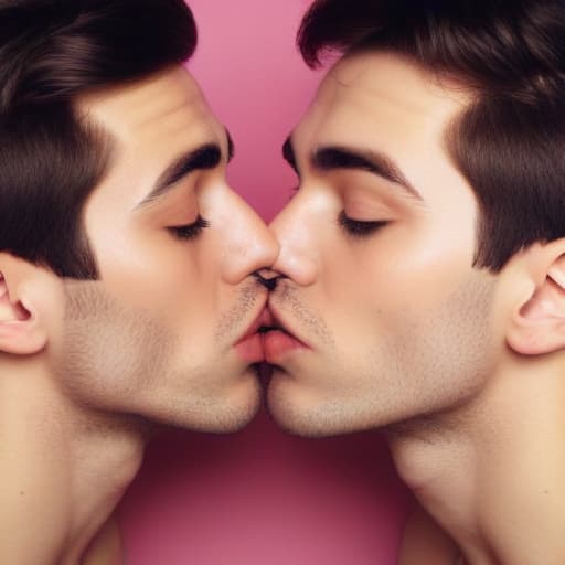 Two gay man kissing