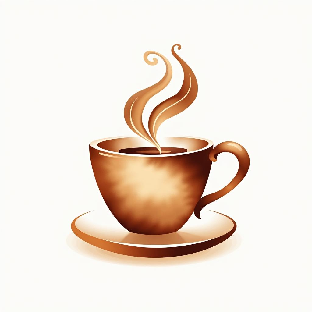  design a logo, watercolor style, logo of a coffee cup, brown gradient colors, white background