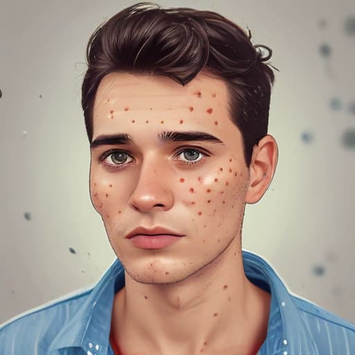 Young man chicken pox in Comic Art style