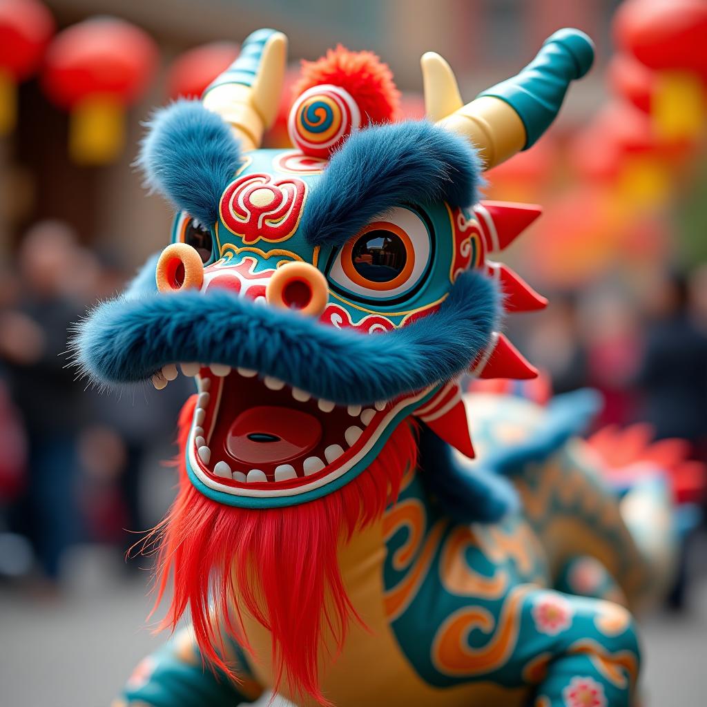  chinese dragon as a character for the dragon dance at the chinese new year festival.