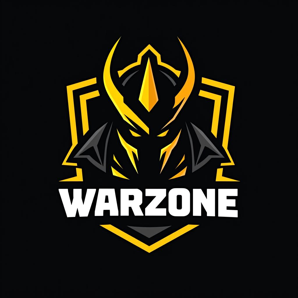  design a logo, esports logo, warrior theme, with text ‘warzone’, black and yellow color