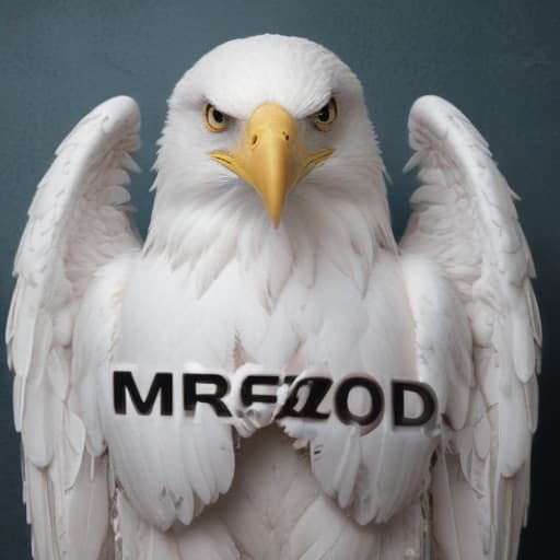 a white eagle holding the word "MrBehzod" written in its hand