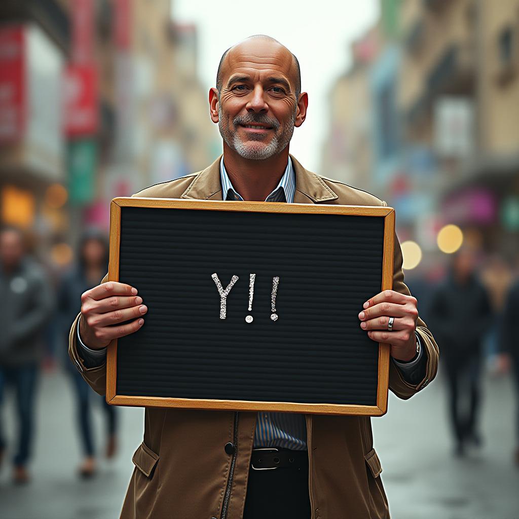  bruce willis wearing on himself a sandwich board with text "ЕДИНАЯ РОССИЯ" on it