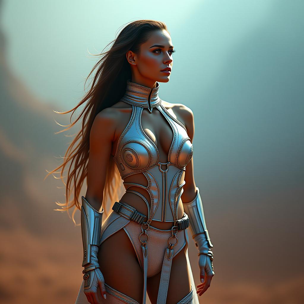  **space opera diva on alien planet** hyperrealistic, full body, detailed clothing, highly detailed, cinematic lighting, stunningly beautiful, intricate, sharp focus, f/1. 8, 85mm, (centered image composition), (professionally color graded), ((bright soft diffused light)), volumetric fog, trending on instagram, trending on tumblr, HDR 4K, 8K