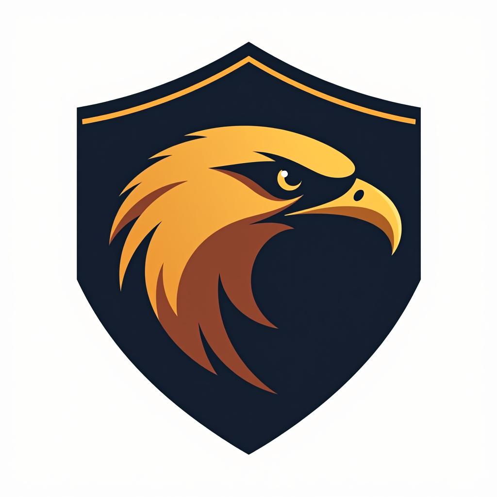  design a logo, create an emblem logo using an eagle’s eye and a shield, emphasizing the company’s focus on vigilance and protection.