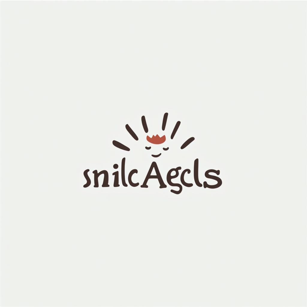  design a logo, in a minimalism style. 水彩スタイル、ロゴ、海、青緑色、、白背景。, with the text 'smile angels'.